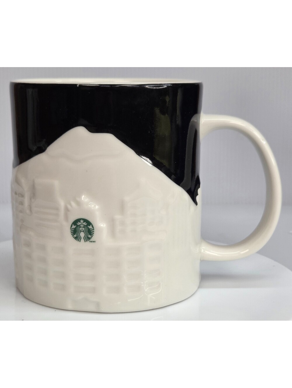 Starbucks Seattle 2012 Collector Series 3D Relief Mug 16 oz Black White Ferry